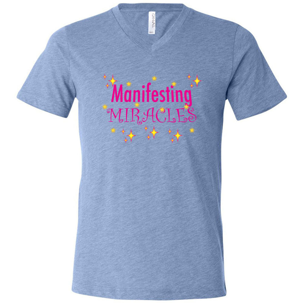 MANIFESTING MIRACLES - Unisex Triblend Short Sleeve V-Neck T-Shirt - FabulousLife