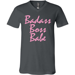 BADASS BOSS BABE - Unisex Fit, Short Sleeve V-Neck Cotton T-Shirt - FabulousLife