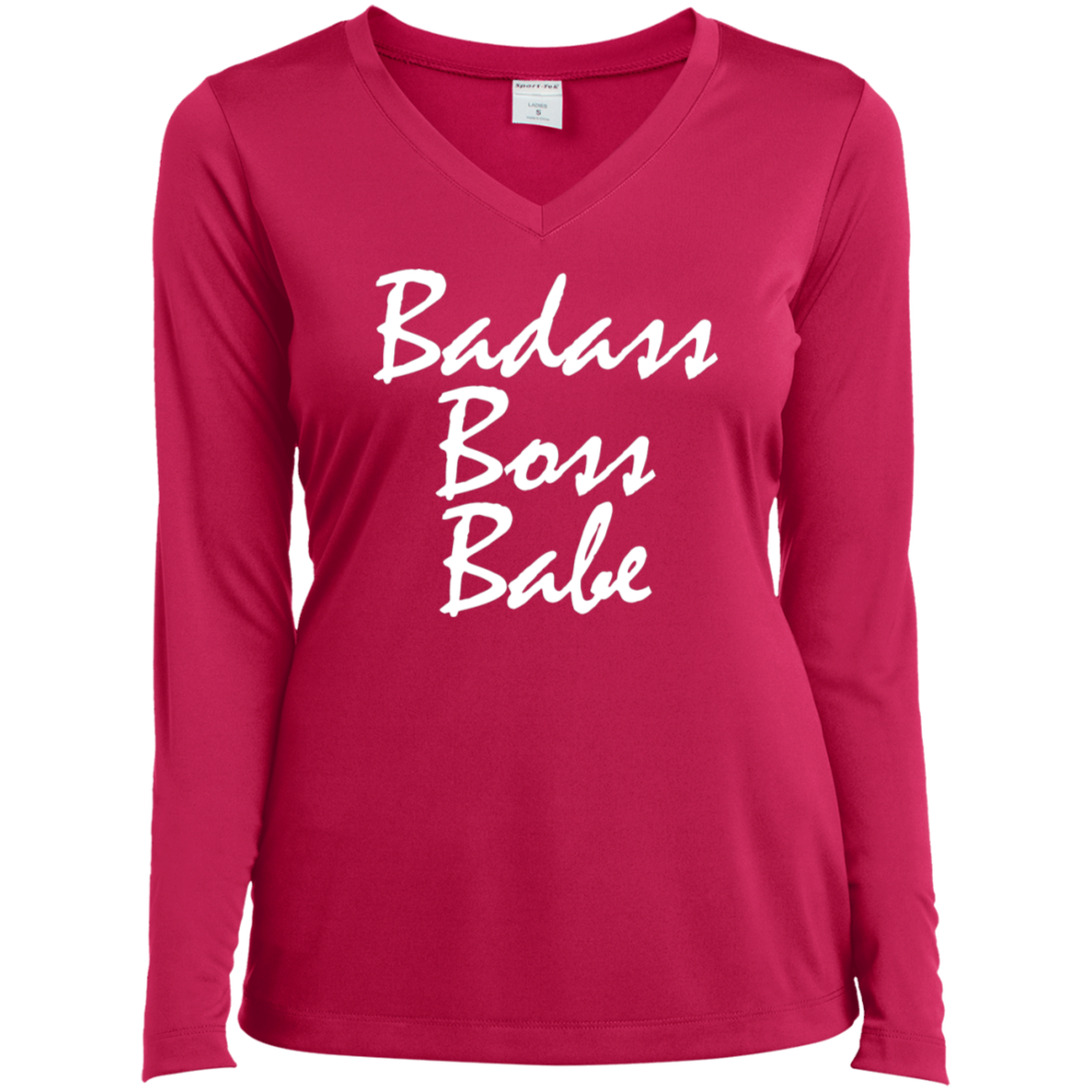 BADASS BOSS BABE!  Long-Sleeve Performance V-Neck T-Shirt - FabulousLife