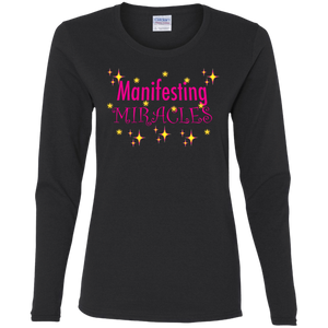 MANIFESTING MIRACLES FITTED Cotton Long Sleeve T-Shirt - FabulousLife