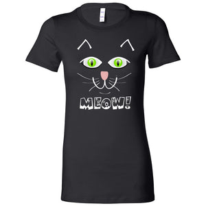 MEOW!  Black Cat Halloween Fitted Favorite T-Shirt Exclusive Design, FREE SHIPPING! - FabulousLife