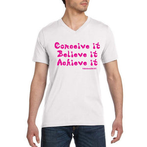 CONCEIVE, BELIEVE, ACHIEVE - Unisex Short Sleeve T-Shirt, V-Neck, 100% Cotton - FabulousLife
