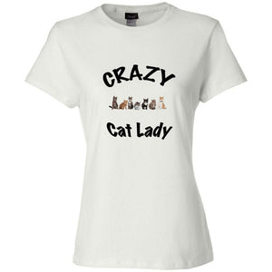 CRAZY CAT LADY Fitted T-Shirt, Choose Pink, White, Gray - FabulousLife