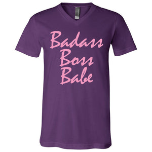 BADASS BOSS BABE - Unisex Fit, Short Sleeve V-Neck Cotton T-Shirt - FabulousLife
