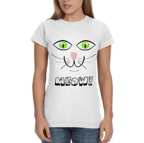 "MEOW" Short-Sleeve Unisex T-Shirt, Smiling Cat Face! - FabulousLife
