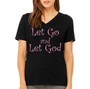 LET GO and LET GOD - Unisex Short Sleeve V-Neck Jersey T-Shirt - FabulousLife