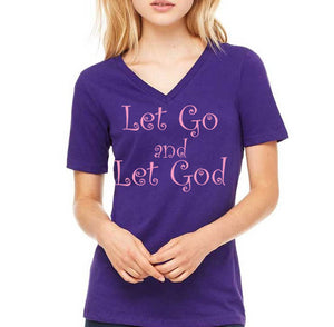 LET GO and LET GOD - Unisex Short Sleeve V-Neck Jersey T-Shirt - FabulousLife