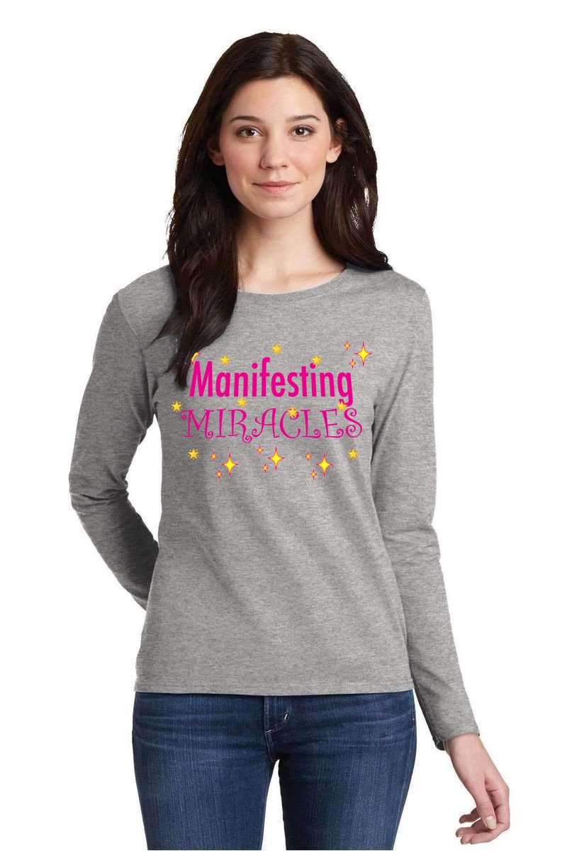MANIFESTING MIRACLES FITTED Cotton Long Sleeve T-Shirt - FabulousLife