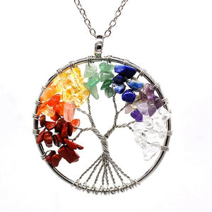 Powerful Tree of Life Pendant Necklace: Chakra Colors & Stones for Protection, Abundance, Strength - FabulousLife