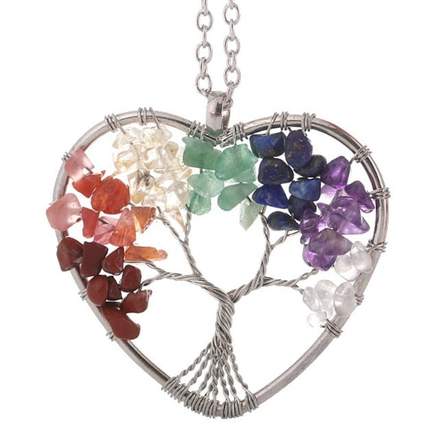 Tree of Life Pendant, CHAKRA Crystal Pendant Tree of Life Chakra Necklace,  Wire Wrapped Jewelry, E1385 - Etsy