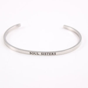 Mantra Cuff Bracelet-Silver plated Stainless Steel