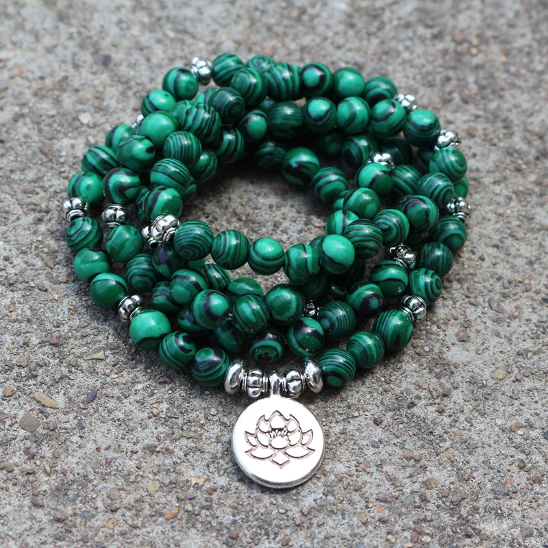 108 Malachite Prayer Beads Mala, Wear As Bracelet, Necklace, Meditation - FabulousLife
