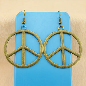 Peace Sign Earrings:  Vintage Boho Style, Choose Silver or Bronze - FabulousLife