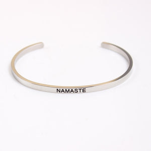 Mantra Cuff Bracelet-Silver plated Stainless Steel