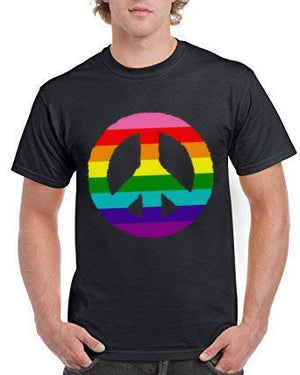 Rainbow Peace Sign Cotton T-Shirt in Black or White.  Show Your Pride! Sizes S-3XL - FabulousLife