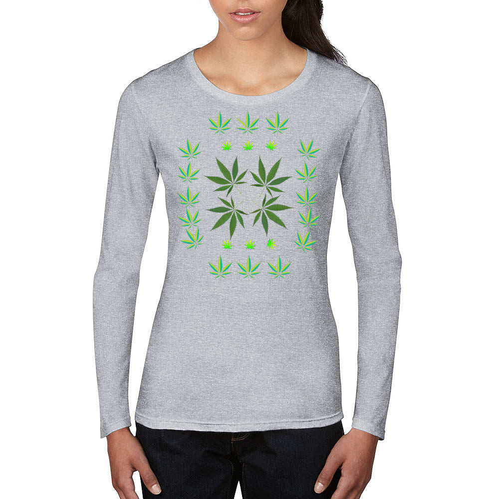FASHION 420 Lovely Leaf LS Woman's Fitted T-Shirt - FabulousLife