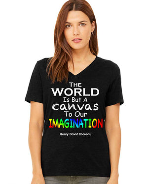 THE WORLD IS A CANVAS TO OUR IMAGINATION Short Sleeve V-Neck Jersey T-Shirt - FabulousLife
